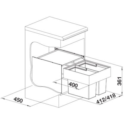 Blanco Select II avfallssystem 45/2 för 450mm stomme mörkgrå