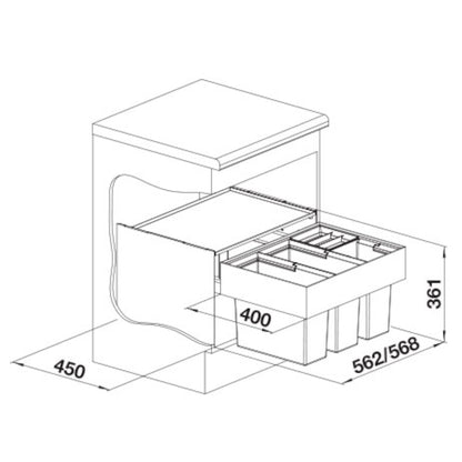 Blanco Select II avfallssystem 60/4 för 600mm stomme mörkgrå